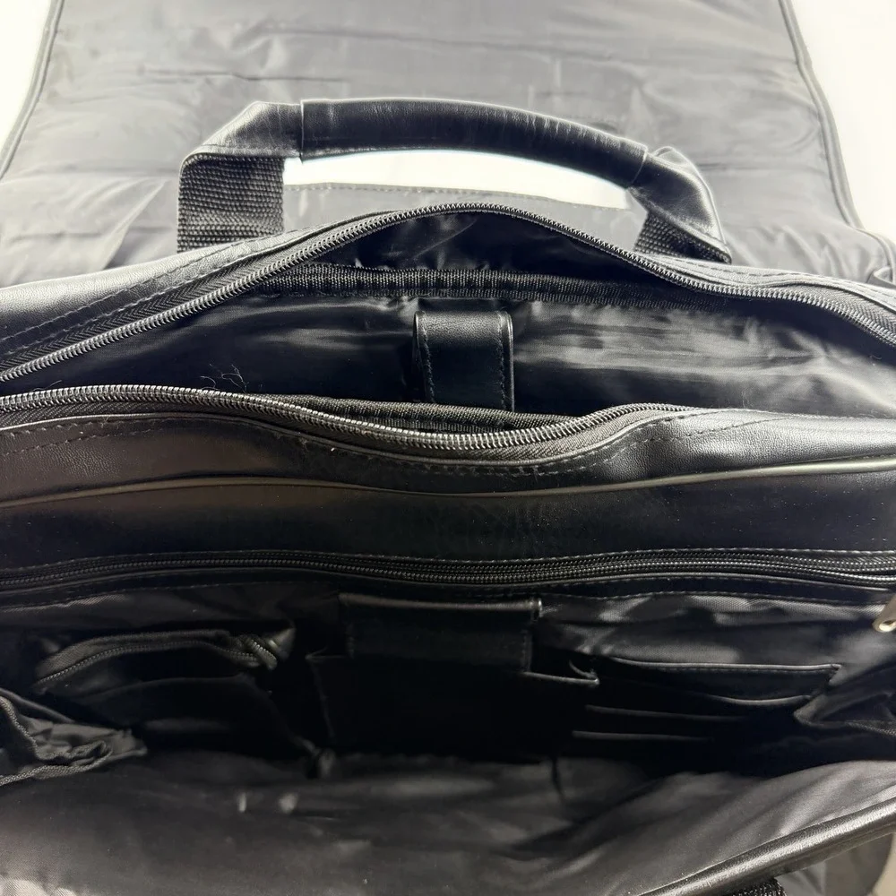 Unbranded Leather Laptop Bag Satchel Black Large Business Casual Shoulder Strap